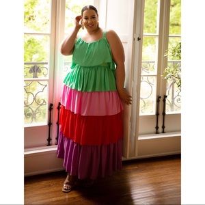 Brand NWT Eloquii Rainbow Tiered Dress size 16